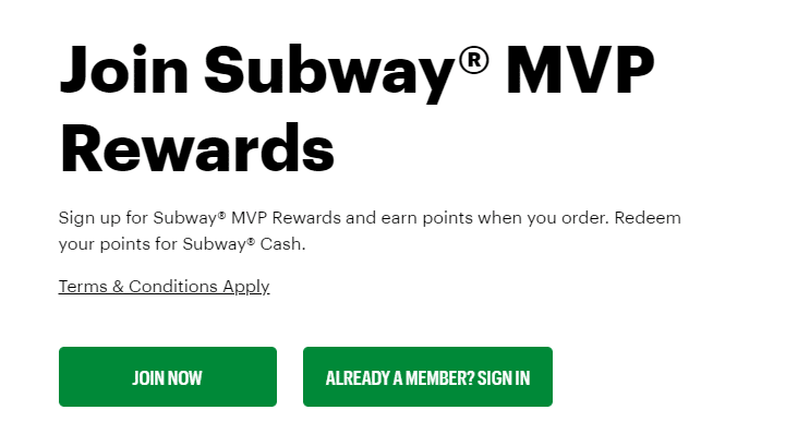 subway free rewards and gift cards