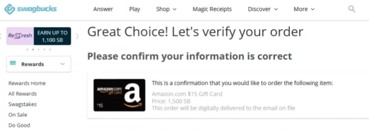 swagbucks payment confirmation